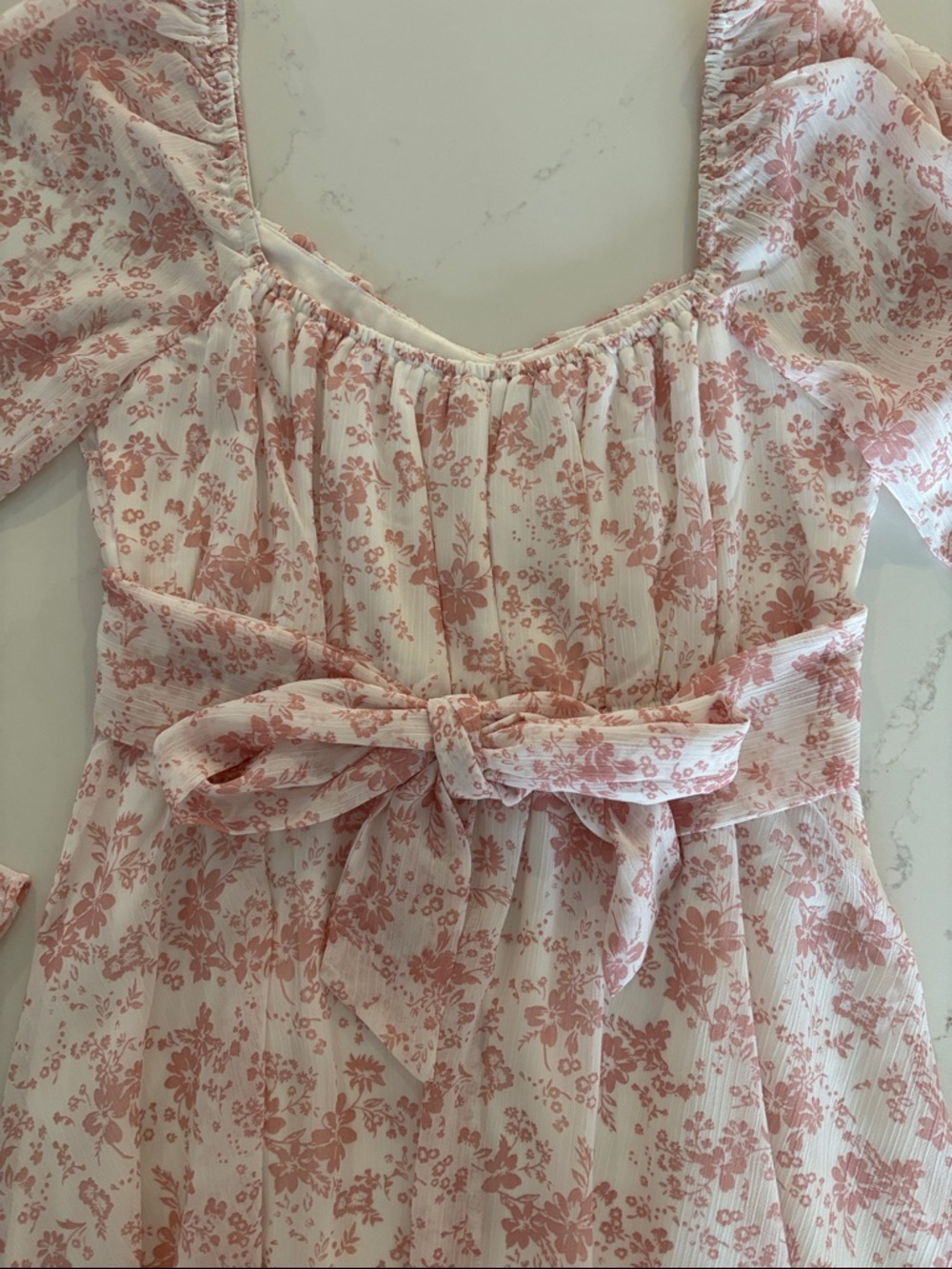 Thirty Thirty Pink Floral Long Sleeve Mini Babydoll Dress Size small (note) - Picture 7 of 10